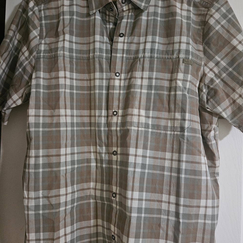 5.11 Tactical Men's Plaid Shirt in Brown and Gray